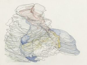 a drawing of a woman's head with lines on it